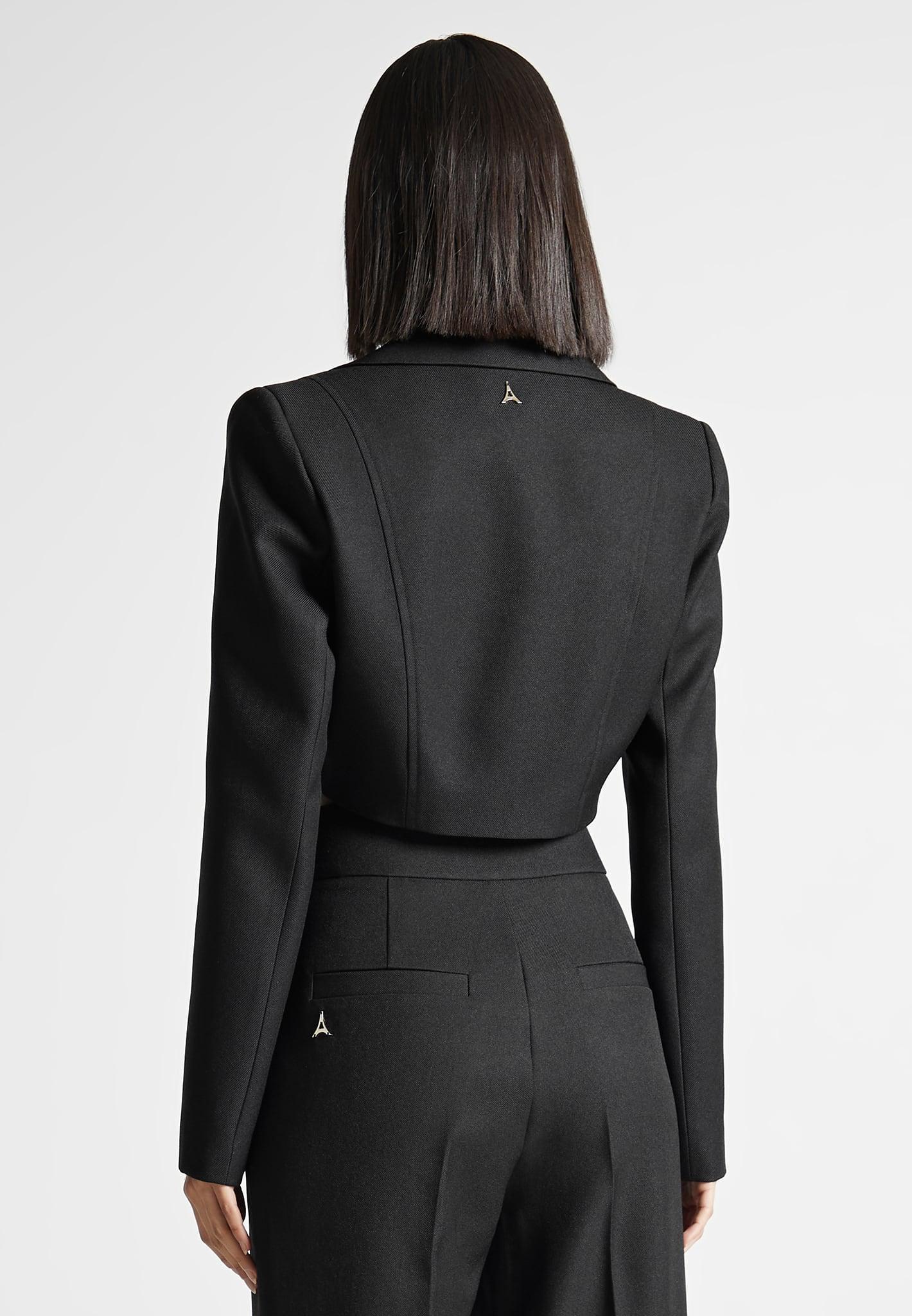 Asymmetric Tailored Cropped Blazer - Black Female Product Image