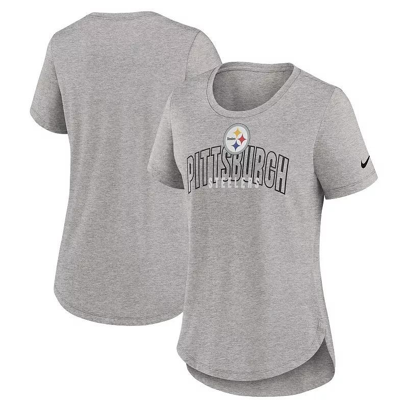 Womens Nike Heather Gray Pittsburgh Steelers Fashion Tri-Blend T-Shirt Product Image