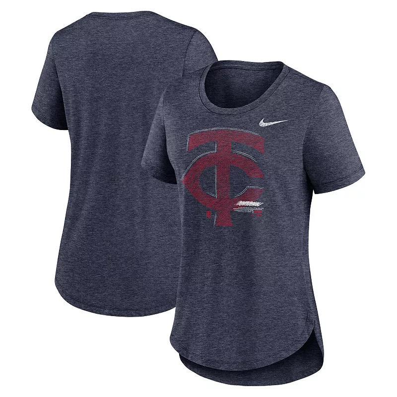 Womens Nike Heather Minnesota Twins Touch Tri-Blend T-Shirt Blue Product Image