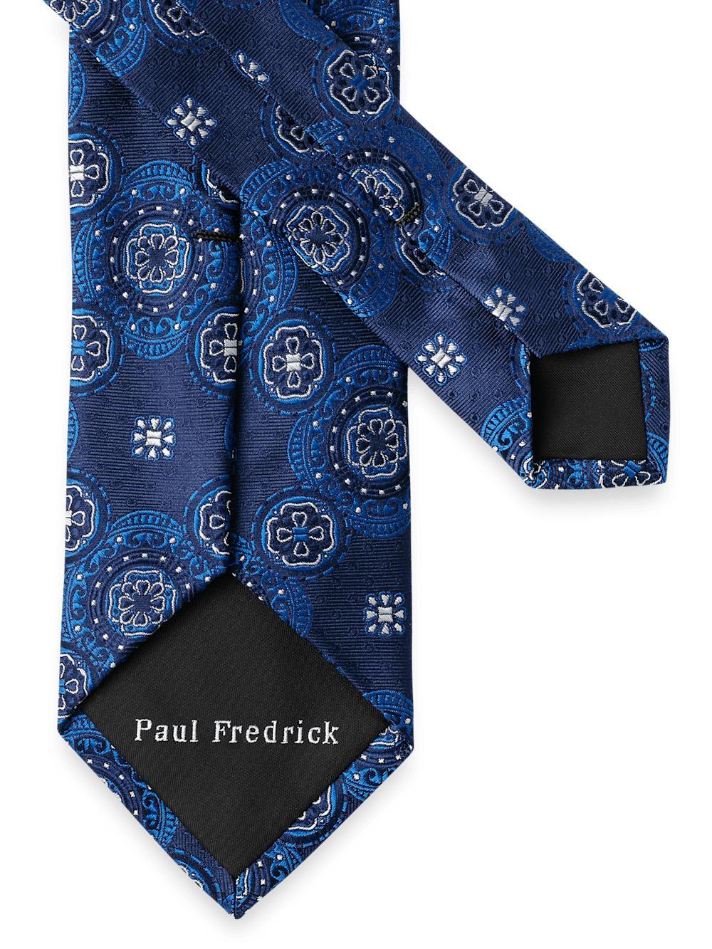 Medallion Woven Silk Tie - Blue Product Image