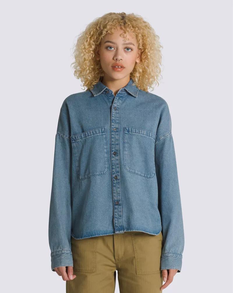 Antica Boxy Denim Long Sleeve Shirt Product Image