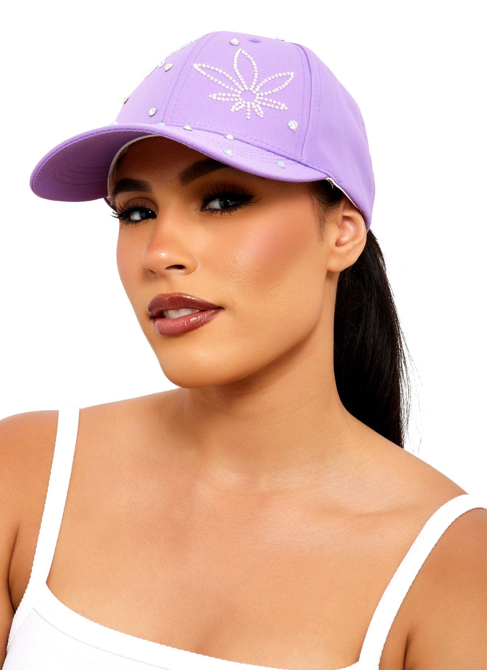 Womens Flower Rhinestone Baseball Cap Product Image