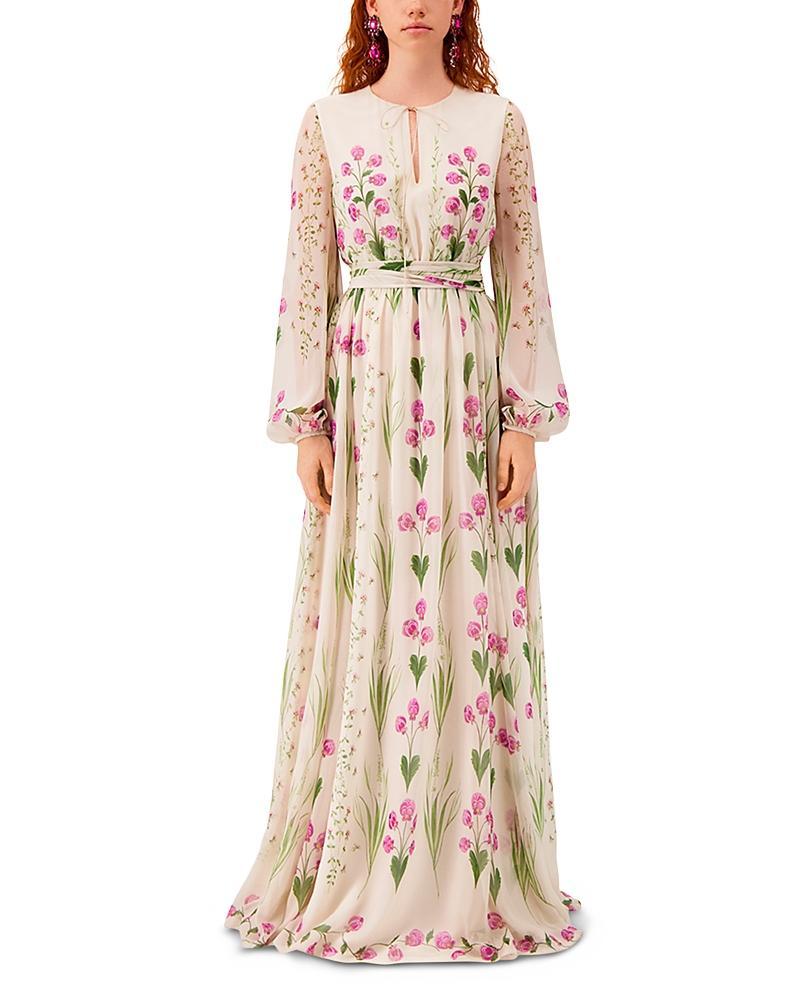 Giambattista Valli Long Sleeve Floral Print Silk Georgette Gown Product Image