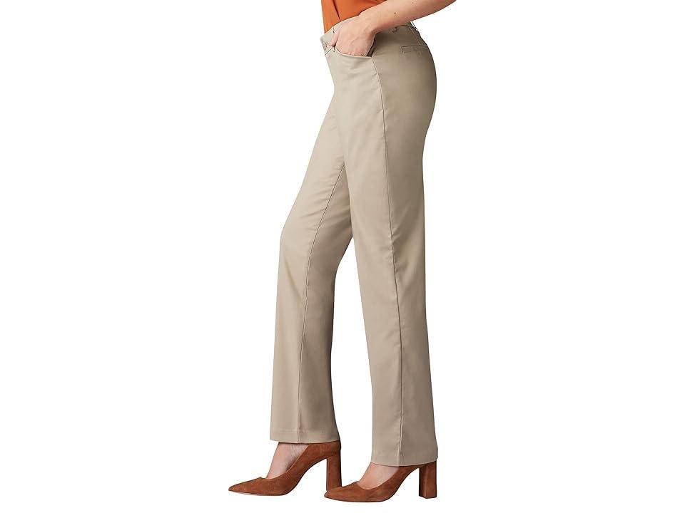 Lee Wrinkle Free Relaxed Fit Straight Leg Pants Mid-Rise (Flax) Women's Clothing Product Image