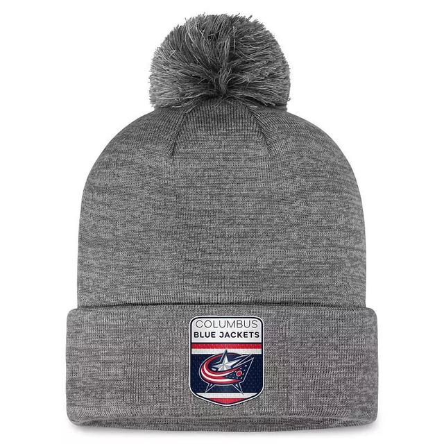 Mens Fanatics Branded Gray Columbus Blue Jackets Authentic Pro Home Ice Cuffed Knit Hat with Pom Product Image