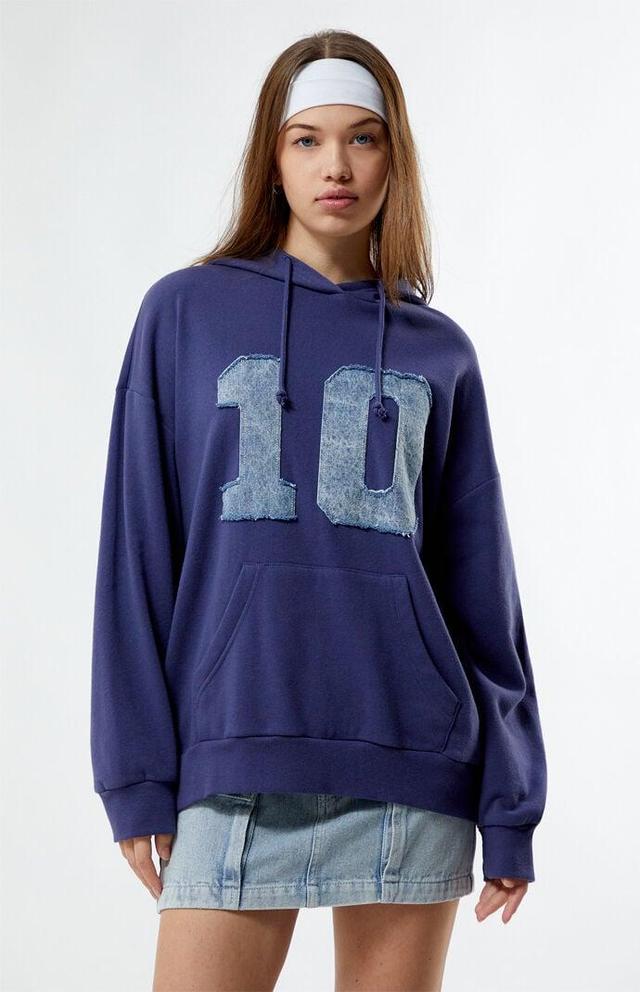 Women's Denim Number Patch Hoodie Product Image