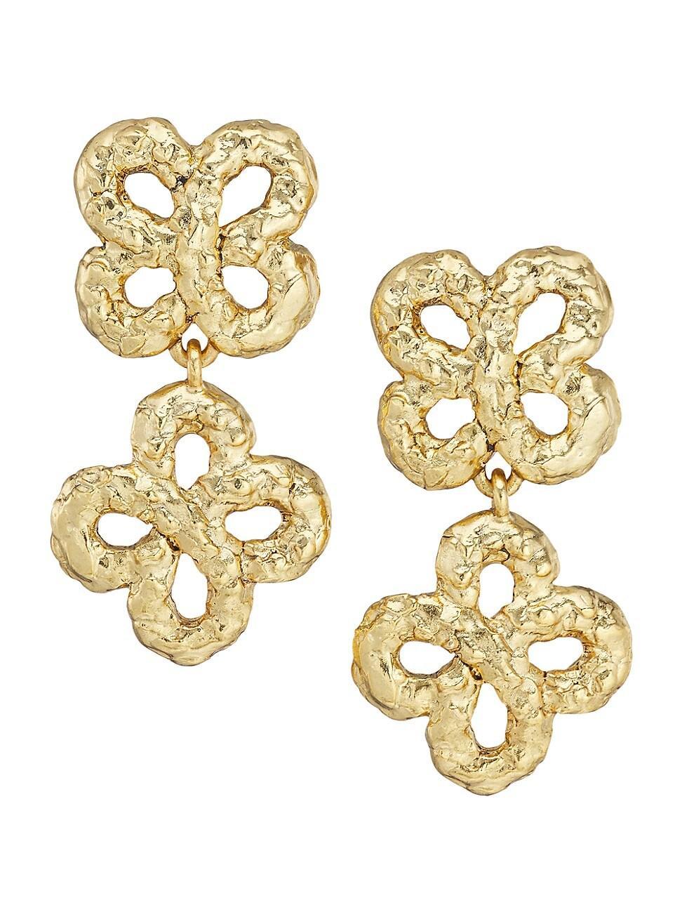 Womens 22K Goldplated Clover Earrings - Gold - Gold Product Image