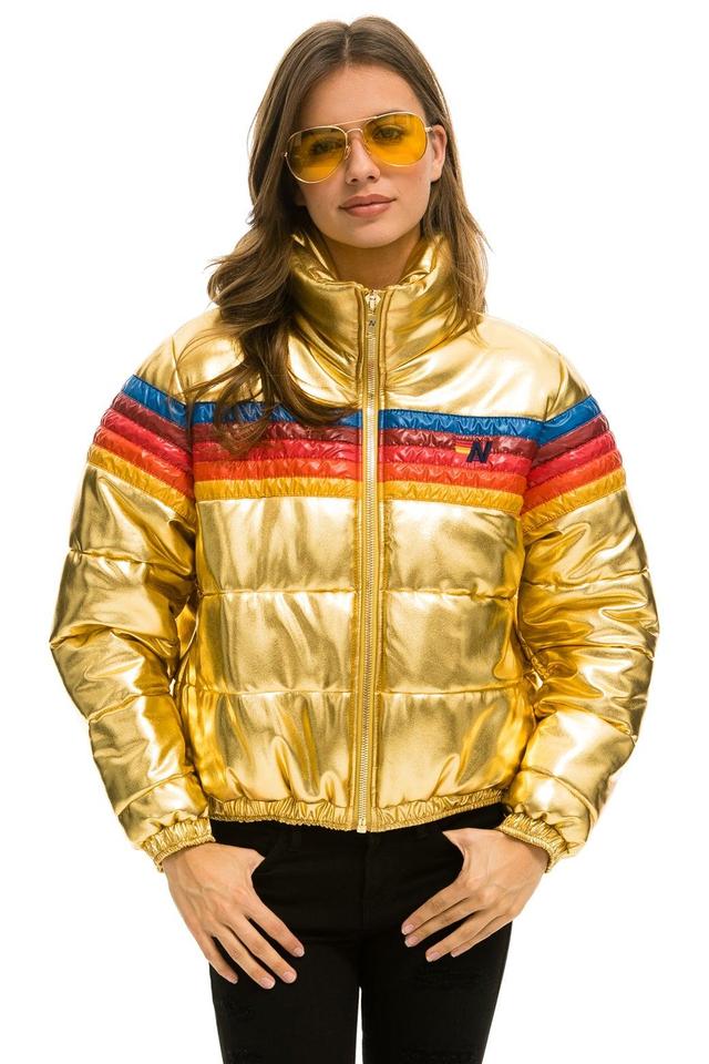 5 STRIPE LUXE APRES PUFFER JACKET - GLOSSY GOLD Female Product Image