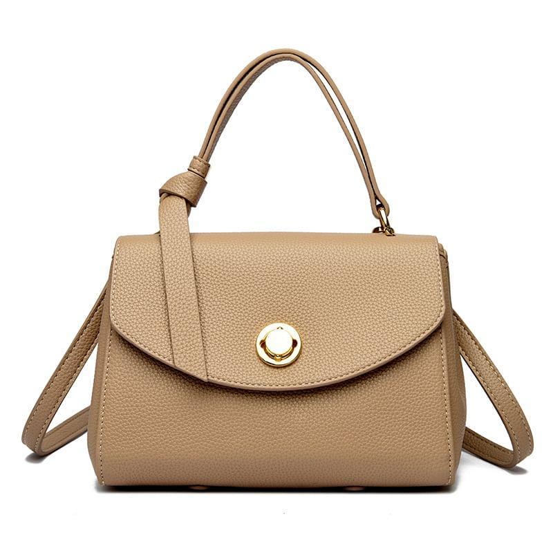 Top Handle Faux Leather Flap Crossbody Bag Product Image