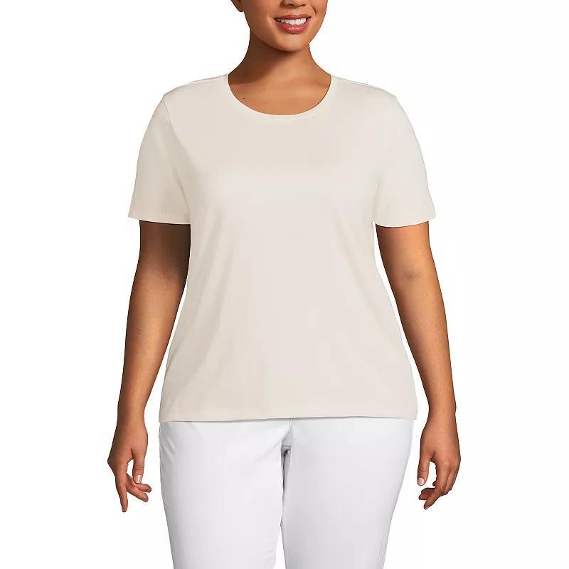 Plus Size Lands End Relaxed Supima Cotton Crewneck Tee, Womens Mint Ivory Product Image