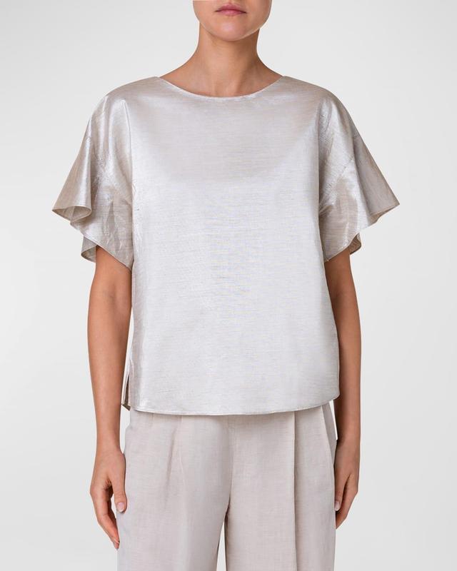 Metallic Linen Canvas Blouse Product Image