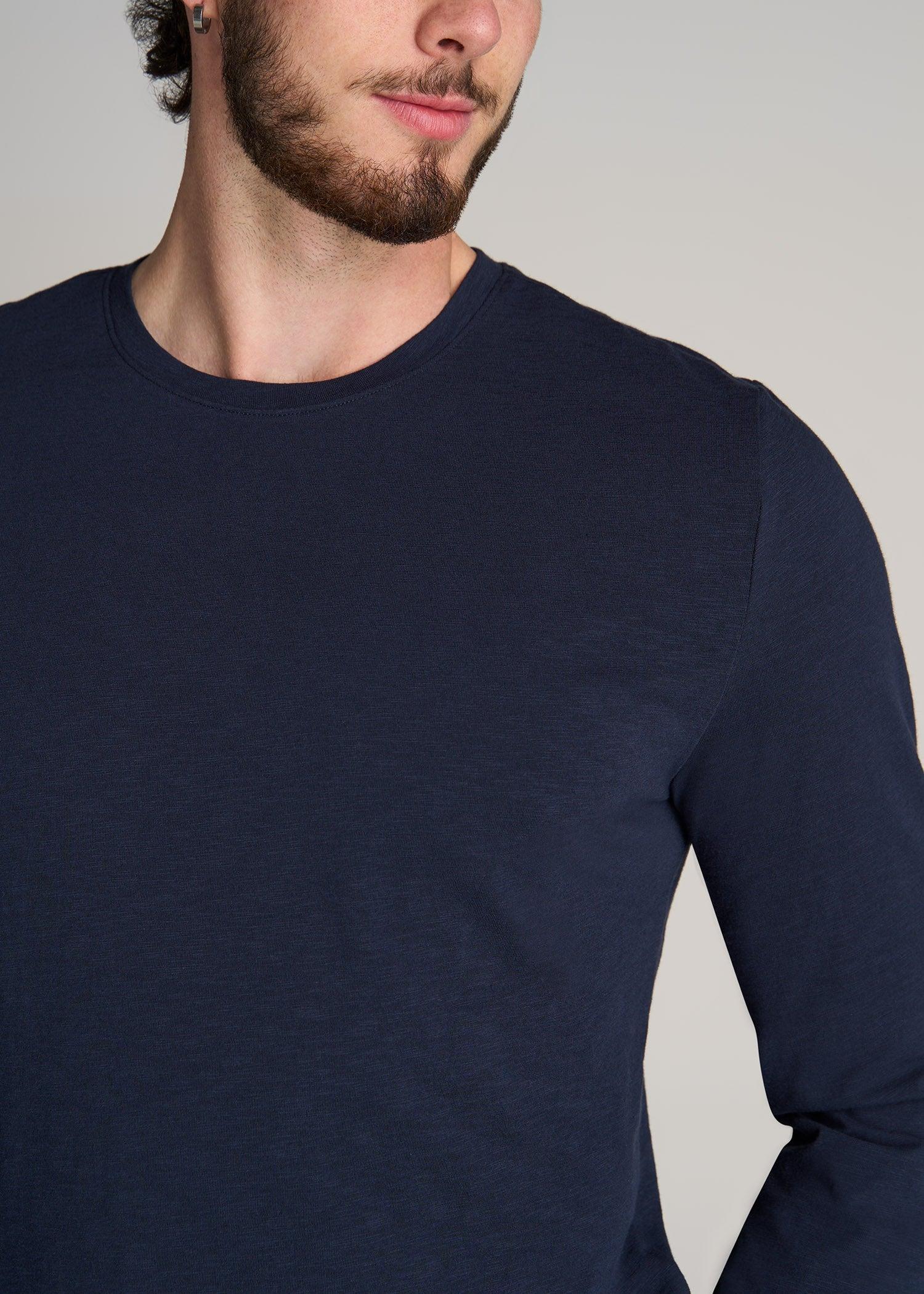 Slub Long Sleeve Scoop Tall Men's Tee in Evening Blue Product Image