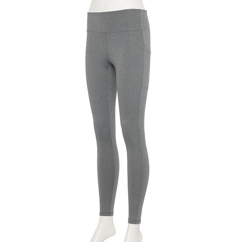 Womens Tek Gear Ultrastretch High-Waisted Side Pocket Full-Length Leggings Grey Product Image