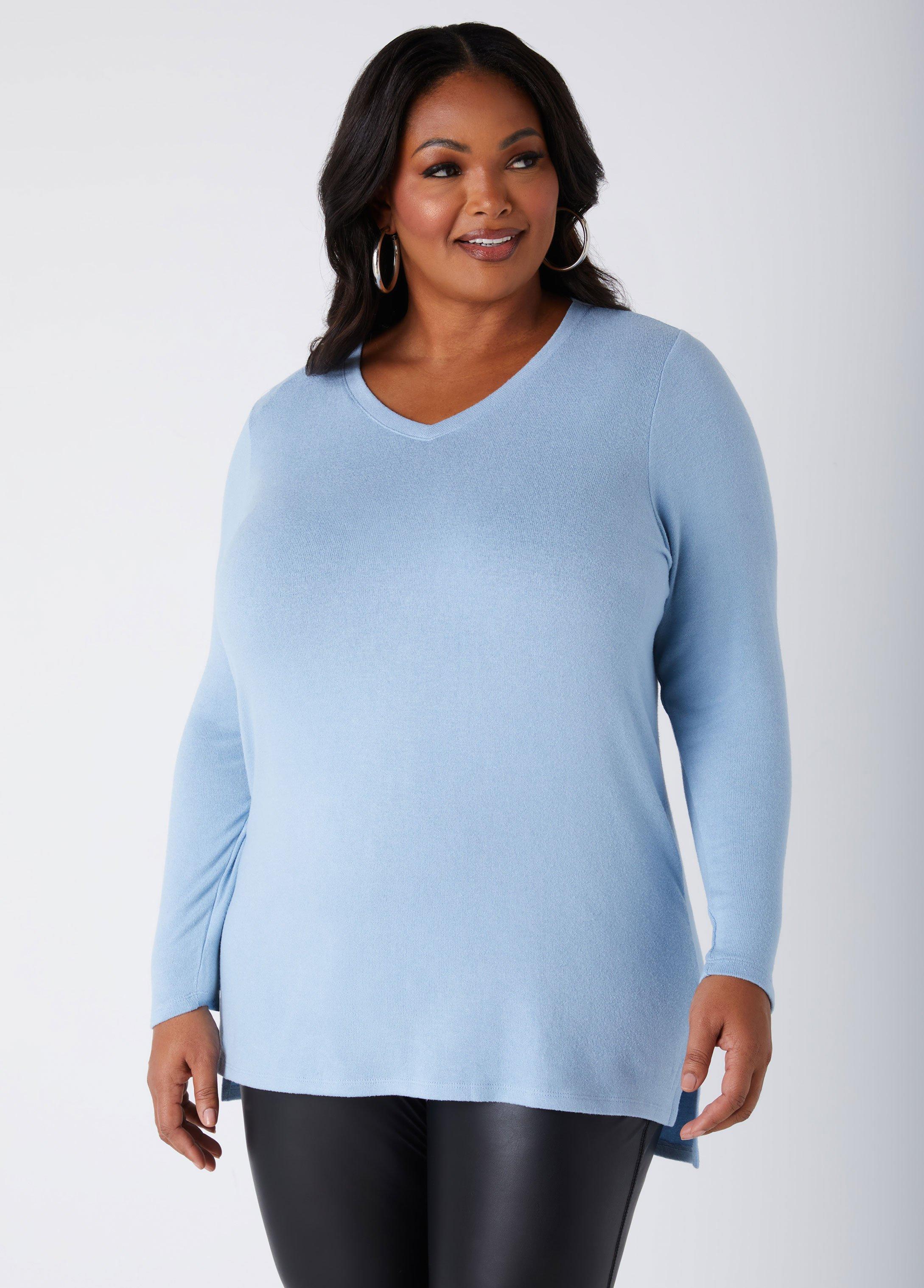 Plus Size Hacci Knit V Neck Top Ashley Stewart product image