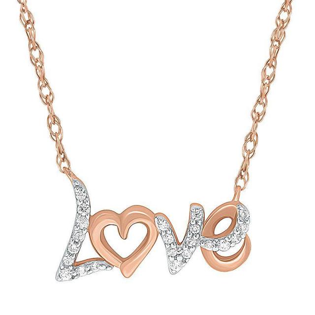 Unbranded Sterling Silver 1/10 Carat T.W. Diamond "Love" Pendant Necklace, Women's, Size: 18", Pink - Size: 18" Product Image