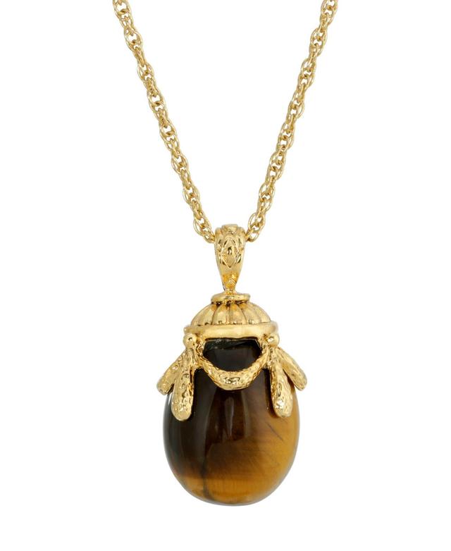 1928 Gold Tone Egg Pendant Necklace, Womens Brown Product Image