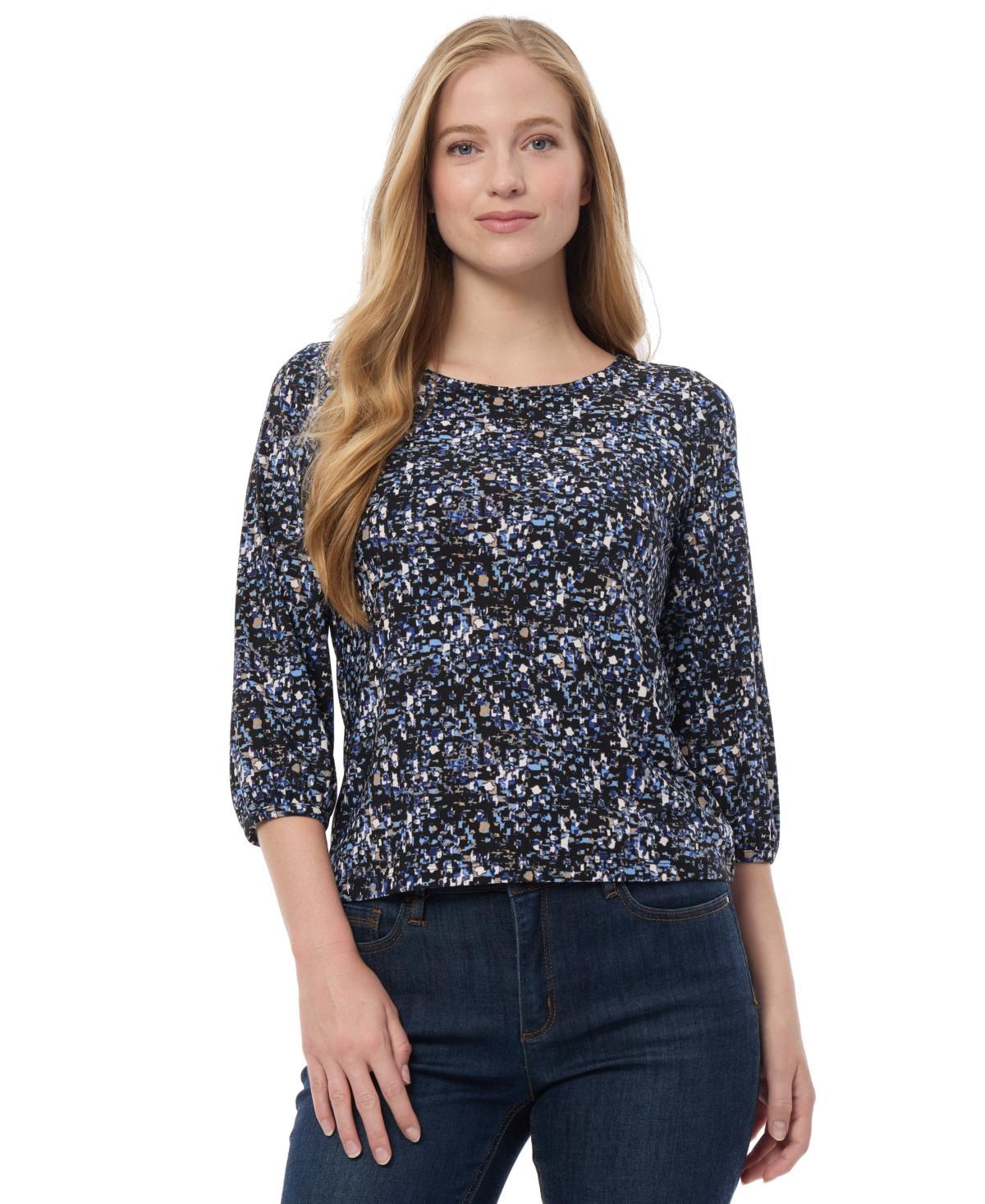 Jones New York Womens Printed Crepe 3/4-Sleeve Top Product Image