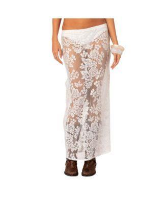 Edikted Womens Bess Sheer Lace Maxi Skirt Product Image