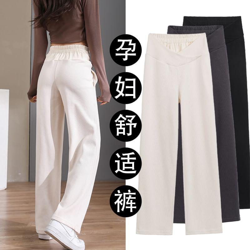 Maternity Plain Wide Leg Pants Product Image