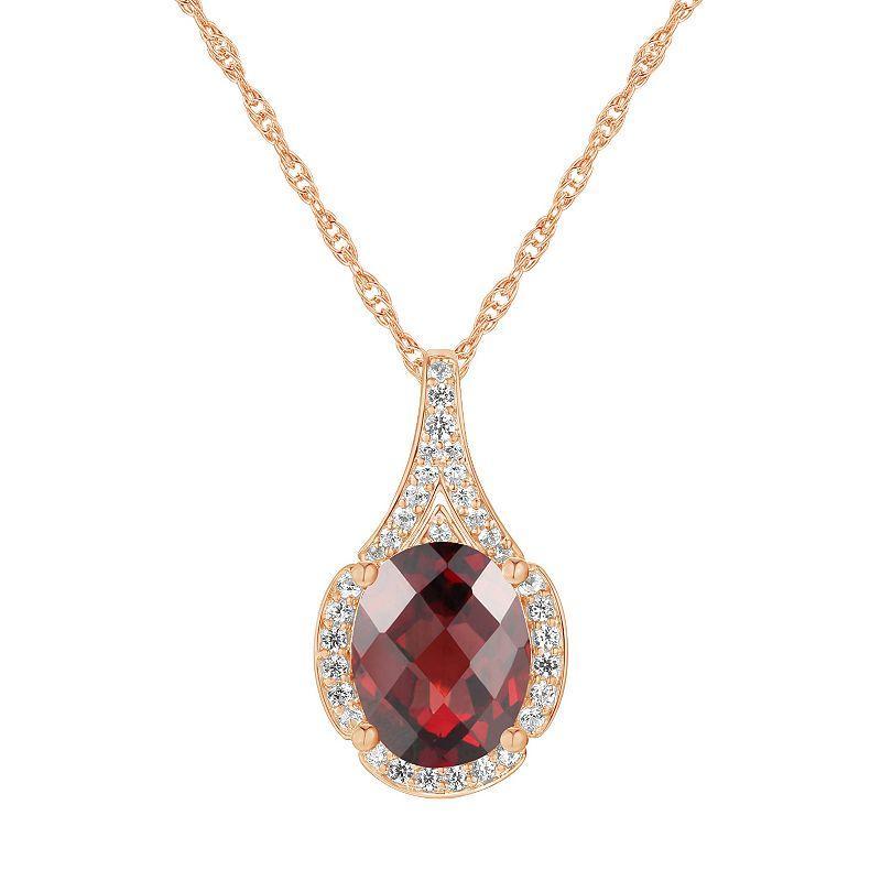 14k Rose Gold Over Silver Garnet Pendant, Womens Product Image