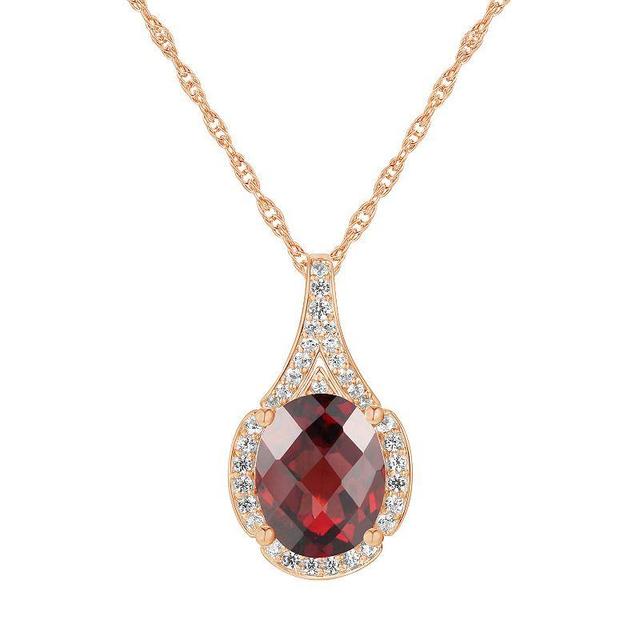 14k Rose Gold Over Silver Garnet Pendant, Womens Product Image