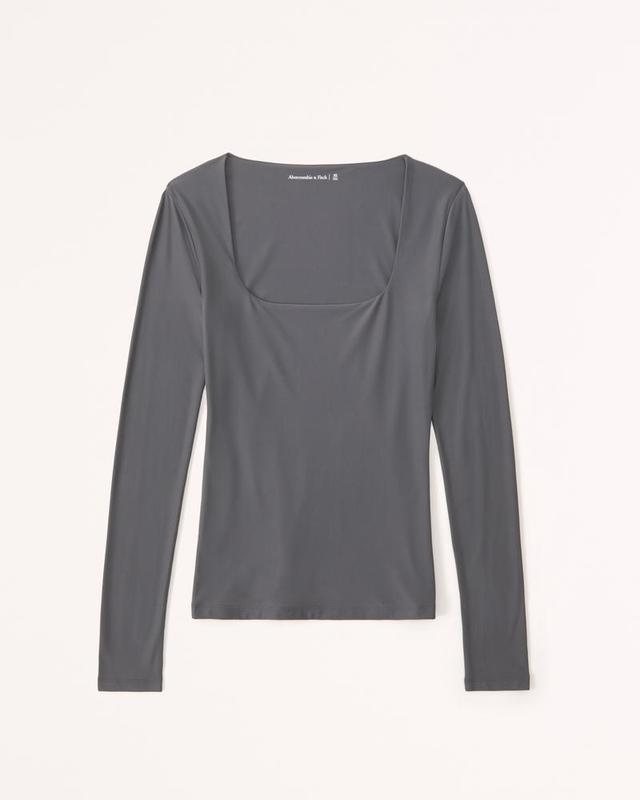 Soft Matte Seamless Long-Sleeve Tuckable Squareneck Top Product Image