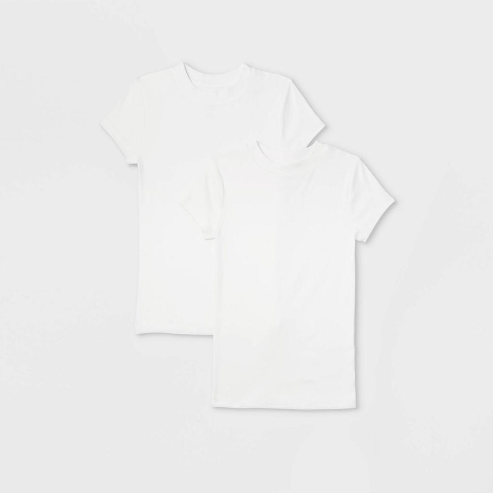 Womens Short Sleeve Ribbed 2pk Bundle T-Shirt - A New Day White/White S Product Image