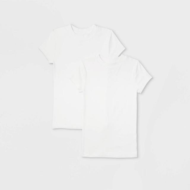 Womens Slim Fit Short Sleeve Ribbed 2pk Bundle T-Shirt - A New Day White/White 1X Product Image