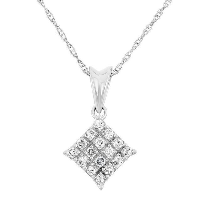 1/5 Carat T.W. Diamond 10k White Gold Square Pendant Necklace, Womens Product Image