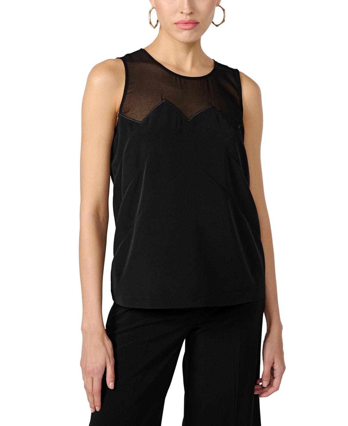 Women's Mixed-Media Sleeveless Top Product Image