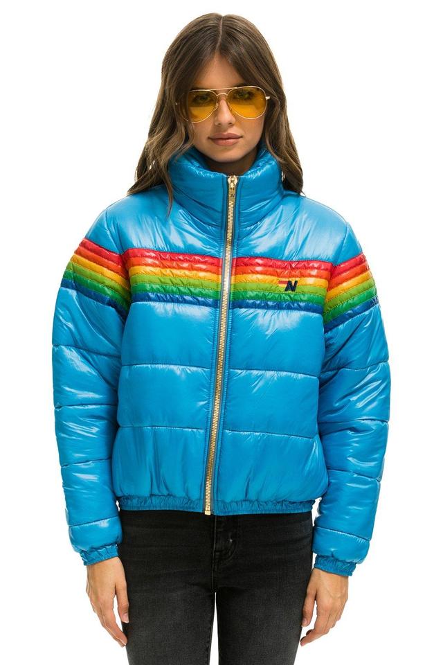 6 STRIPE LUXE APRES PUFFER JACKET - GLOSSY OCEAN Female Product Image