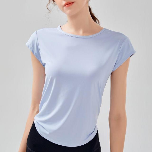 Short-Sleeve Crew Neck Plain Sports T-Shirt Product Image