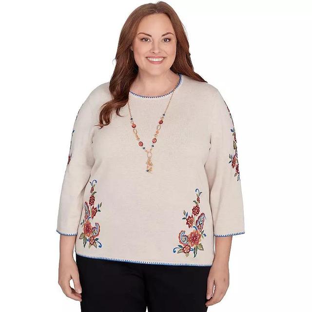 Plus Size Alfred Dunner Paisley Floral Top with Detachable Necklace, Womens Product Image