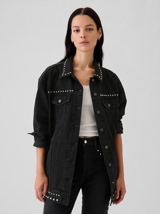 Studded Oversized Icon Denim Jacket Product Image