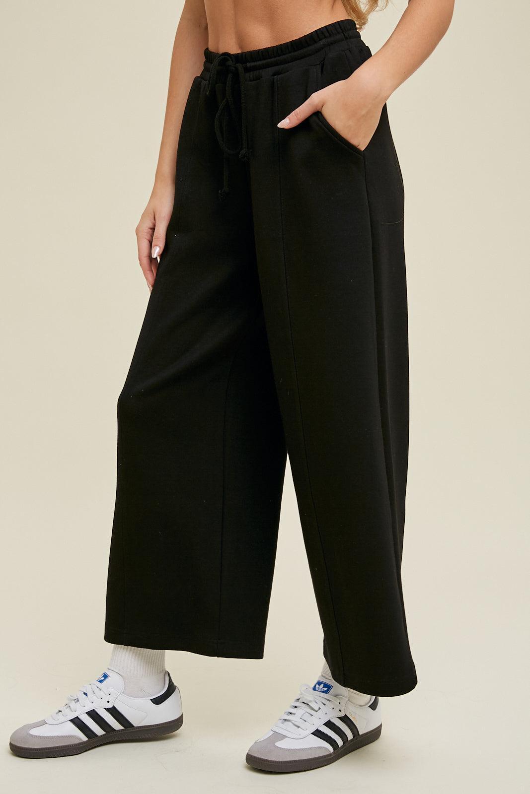 Scuba Drawstring Wide Leg Pants Product Image