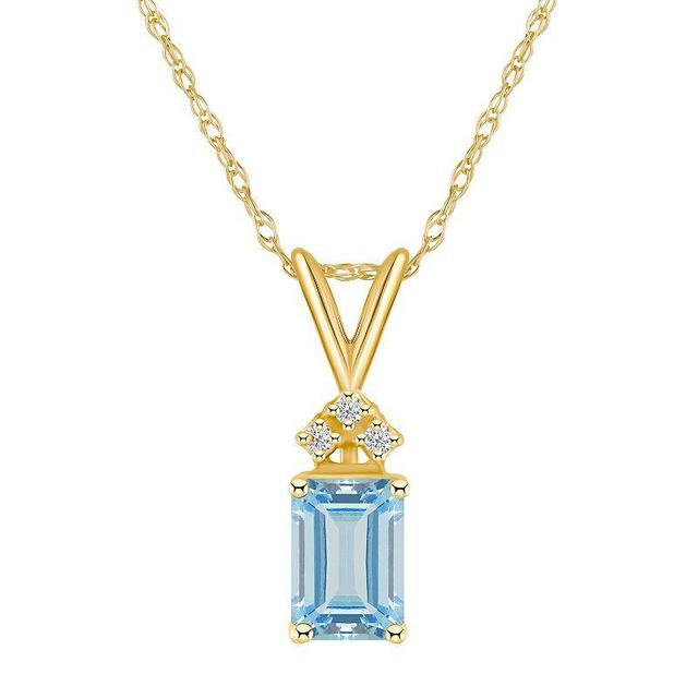 Celebration Gems 14k Gold Gemstone & Diamond Accent Pendant Necklace, Womens Aquamarine Product Image