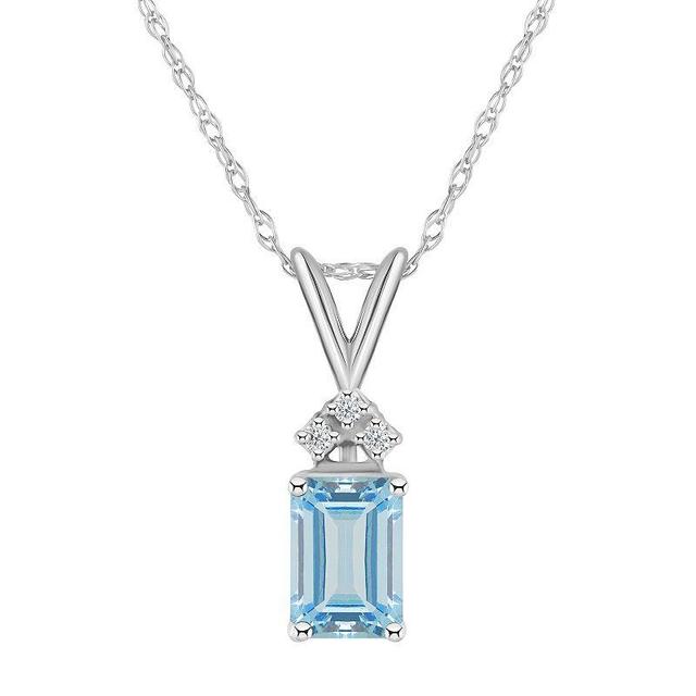 Celebration Gems 14k White Gold Gemstone & Diamond Accent Pendant Necklace, Womens Aquamarine Product Image