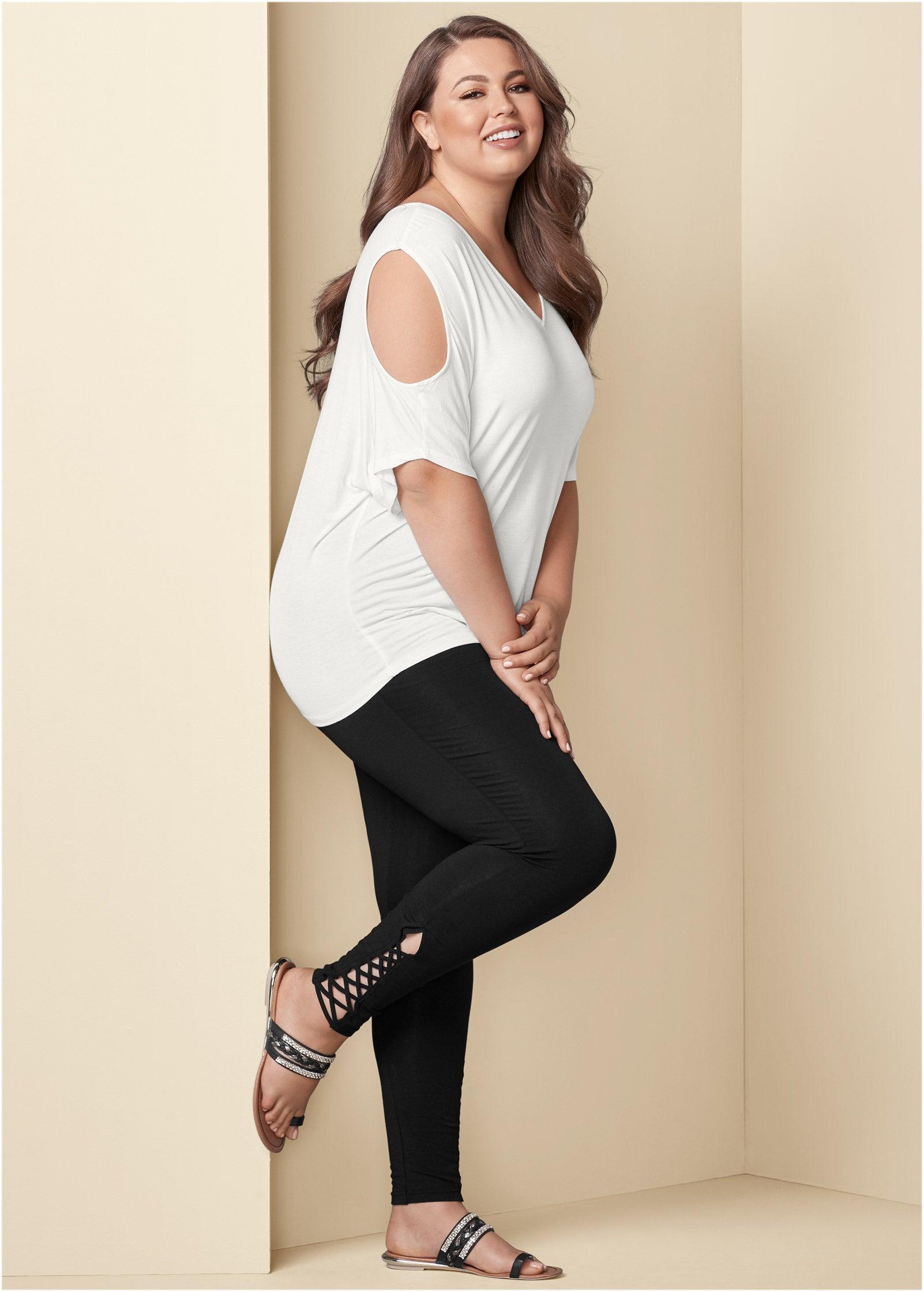 Ankle Detail Leggings - Black Product Image