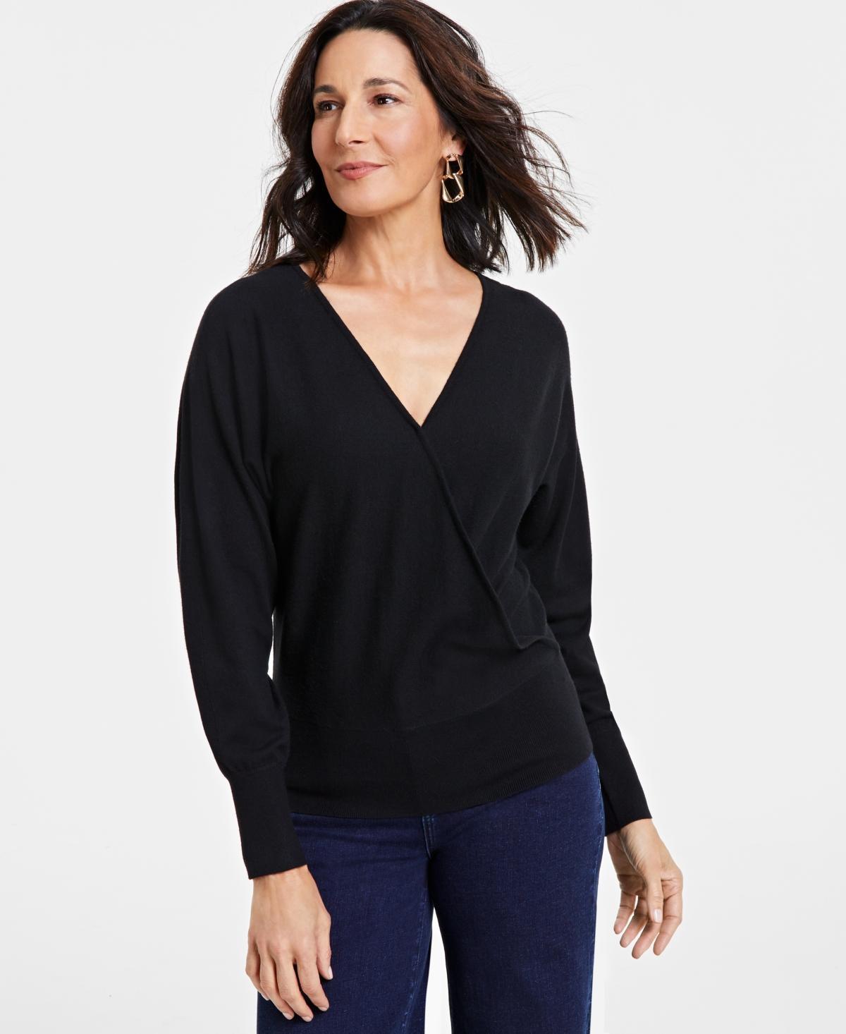 I.n.c. International Concepts Womens Surplice Long-Sleeve Sweater, Created for Macys product image