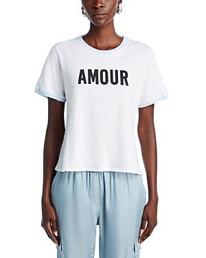 Cinq A Sept Cotton Two Tone Amour Tee In White Serene Sky Product Image