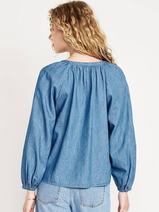 Split-Neck Button-Down Top Product Image