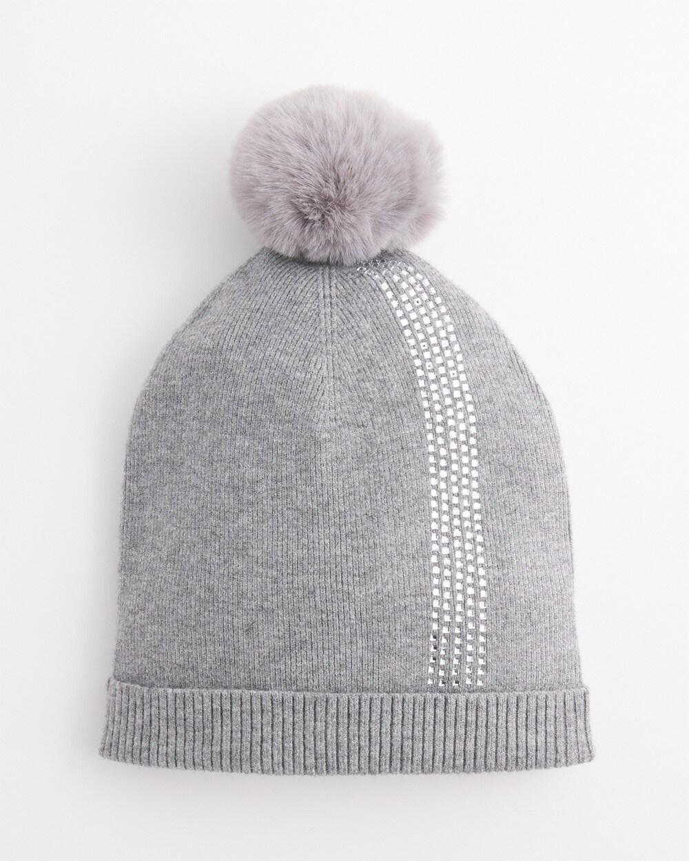 Rhinestone Cashmere Blend Pom Pom Hat product image