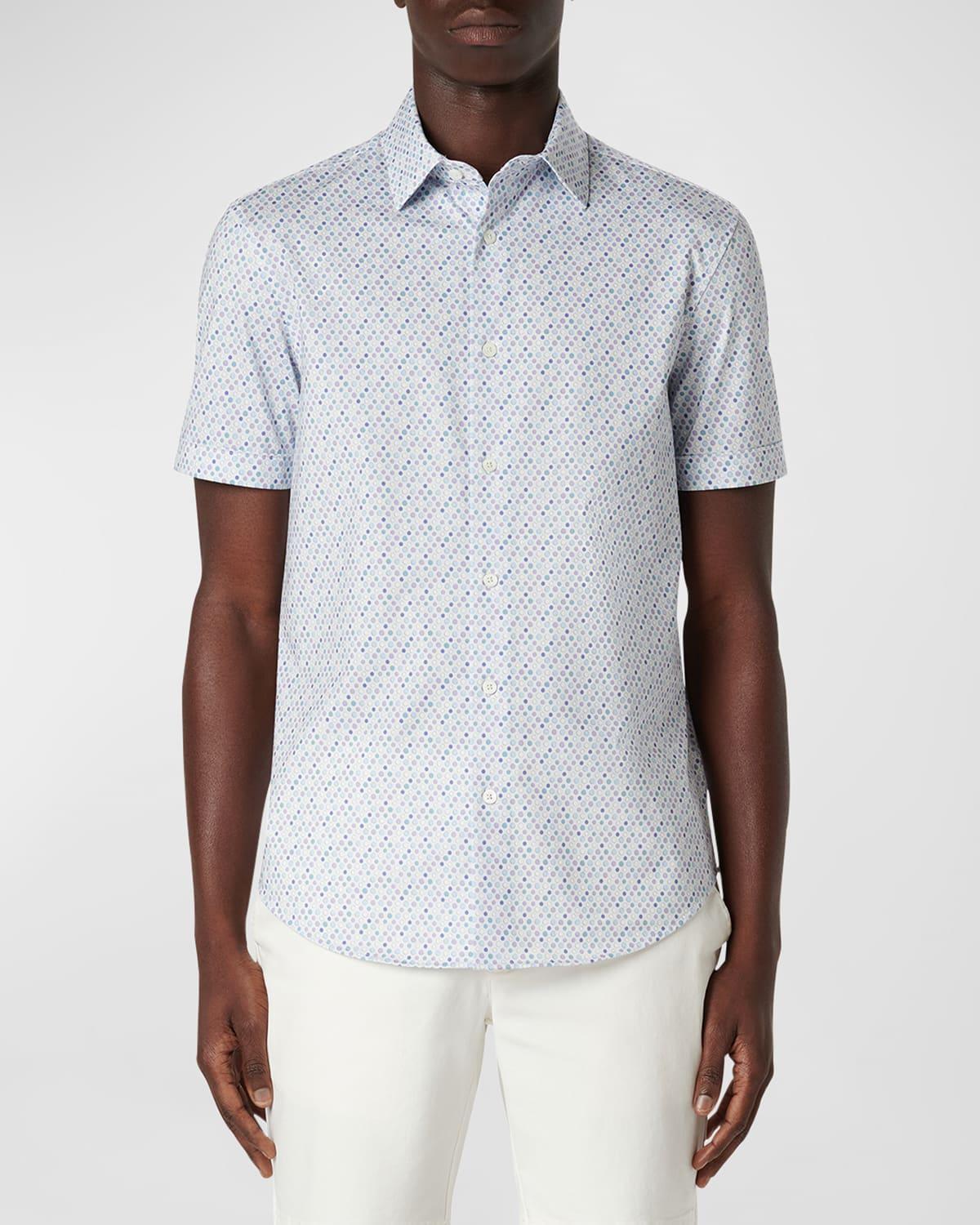 Bugatchi Miles OoohCotton Mixed Dot Short Sleeve Button-Up Shirt Product Image