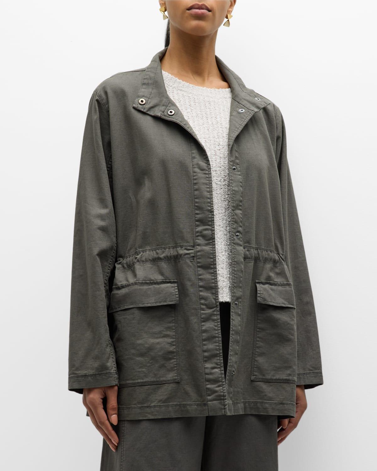 Eileen Fisher Stand Collar Organic Cotton Blend Jacket Product Image