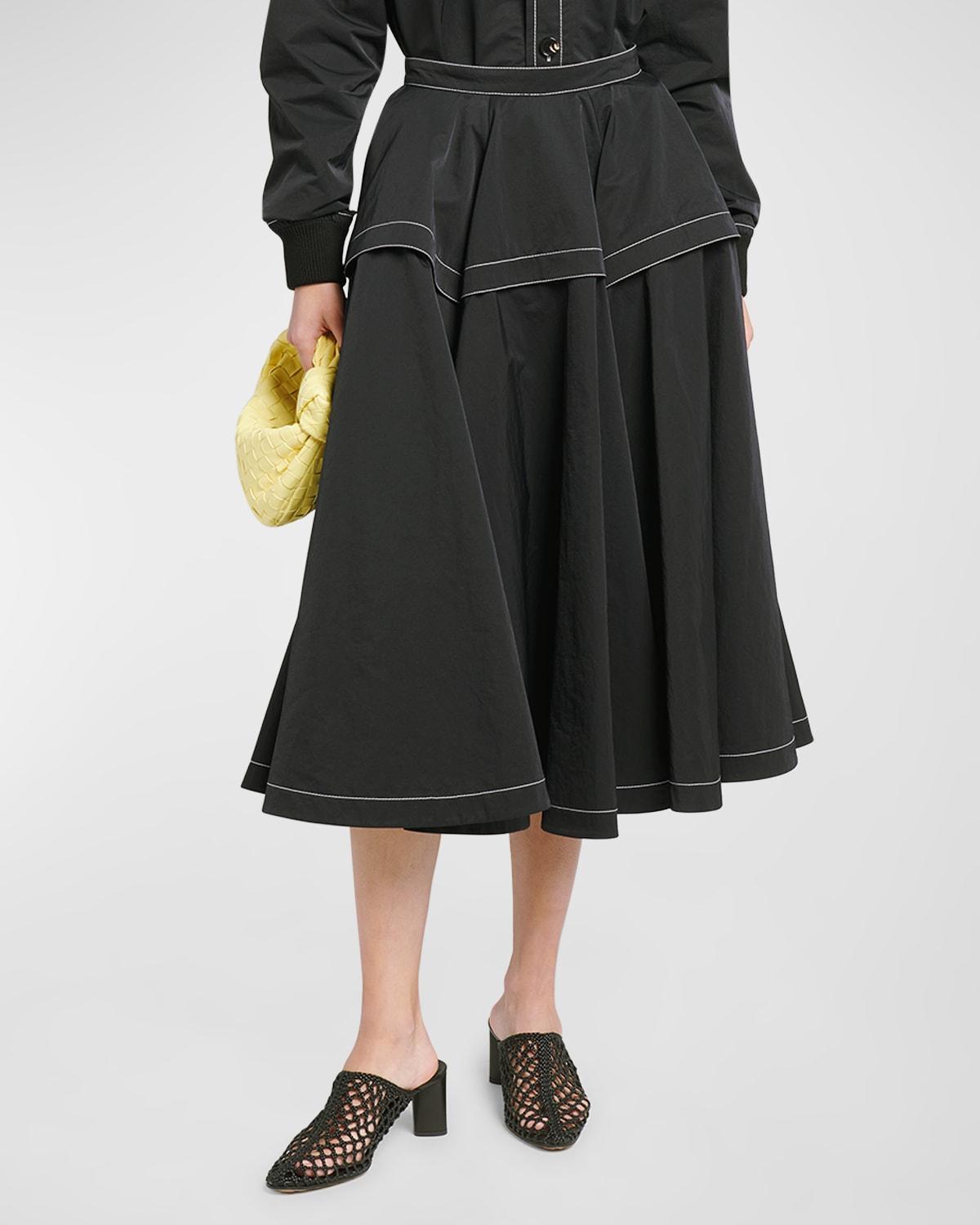 Womens Tiered Pleated Midi-Skirt Product Image