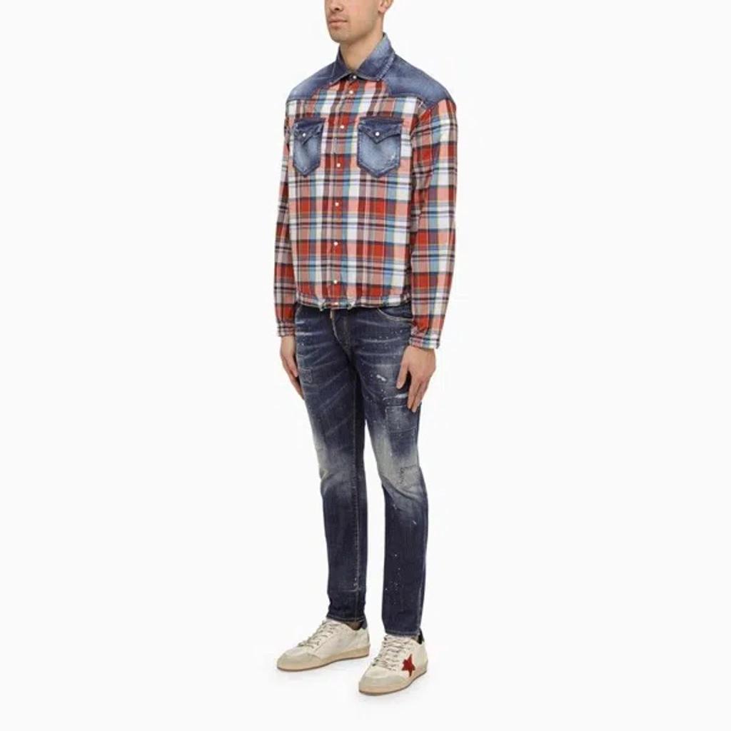 DSQUARED2 Men's Multicoloured Checked Shirt With Denim Details | Size 52 | S71dm0702s78603 In Multicolor Product Image