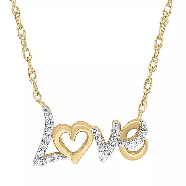 Sterling Silver 1/10 Carat T.W. Diamond Love Pendant Necklace, Womens Gold Tone Product Image