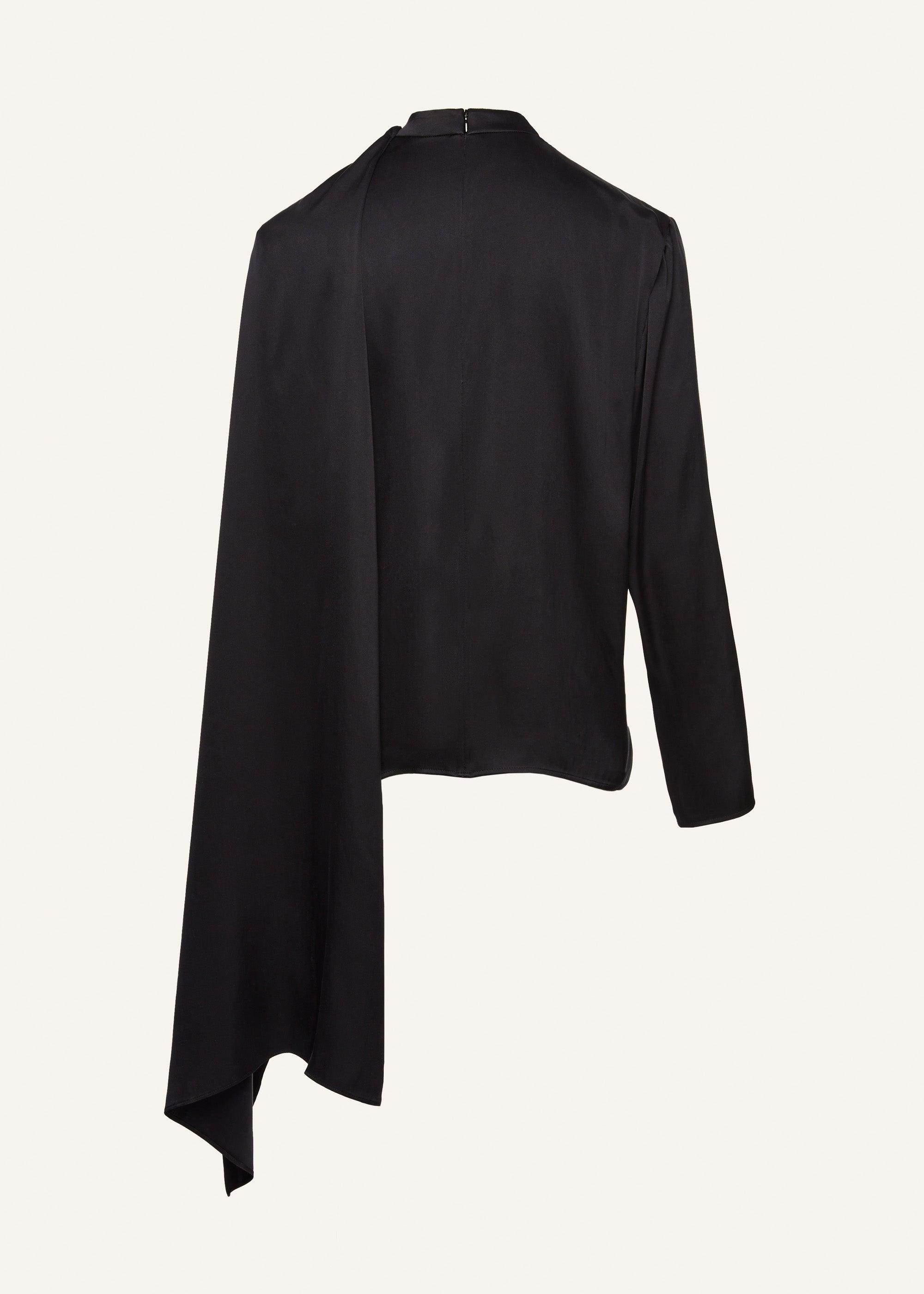 Cape-effect silk blouse in black Product Image