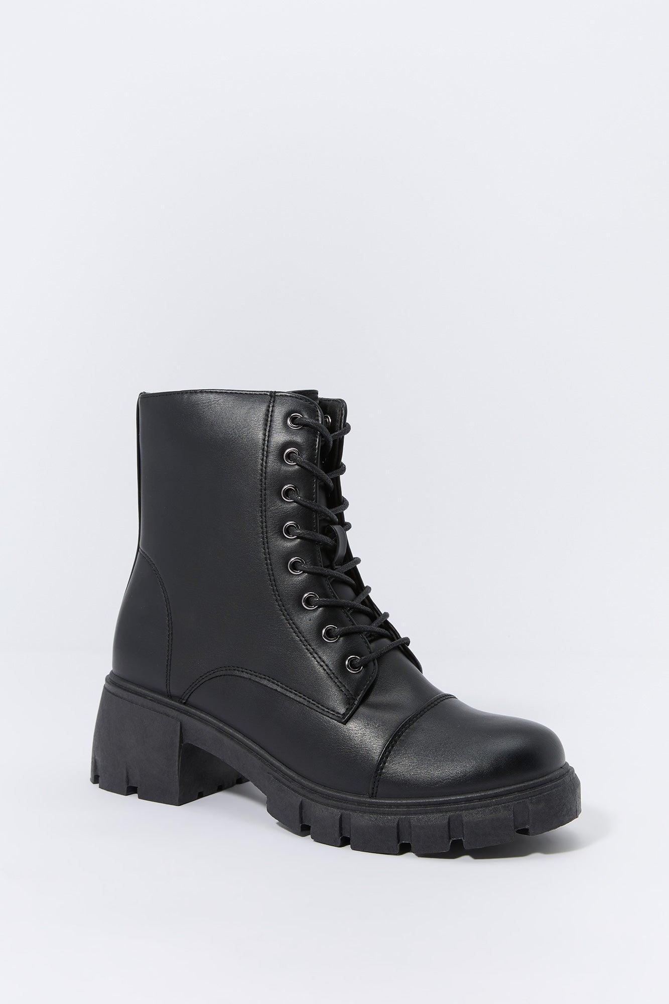 Faux Leather Lace Up Boot Female Product Image