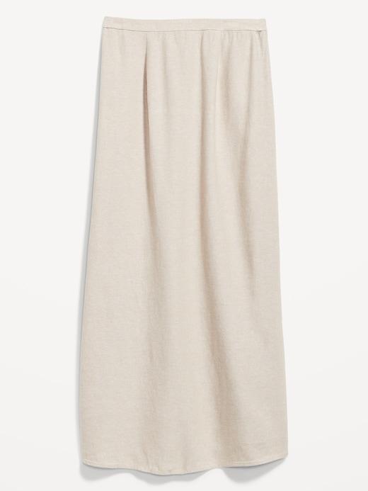 High-Waisted Linen-Blend Maxi Skirt Product Image